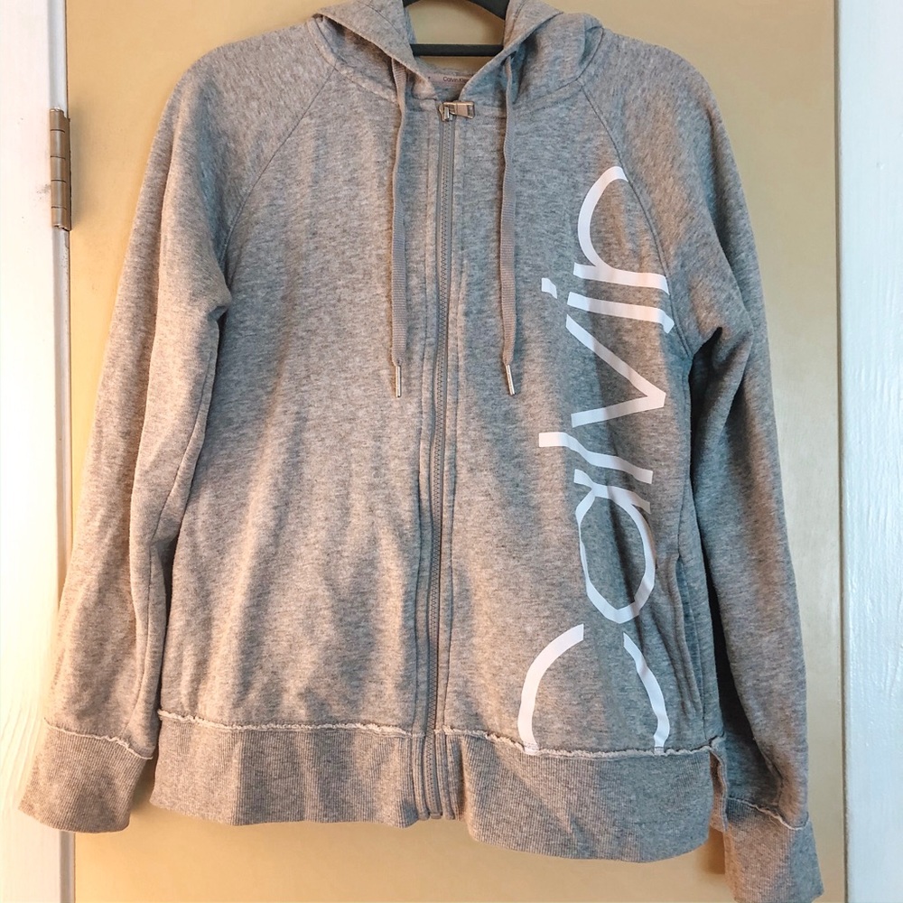 Calvin Klein gray zip up hoodie